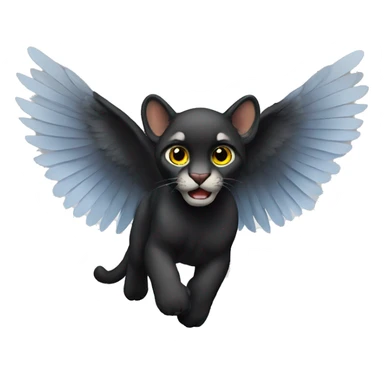 winged black puma flying sticker
