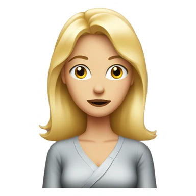 Blond woman undecided about dinner sticker