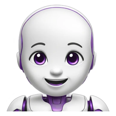 happy baby robot white purple sticker