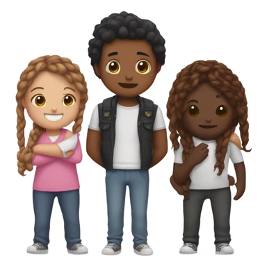two friends hugging one black friend with brown braids and one mexican friend with brown hair and pink peekaboo effect hair sticker