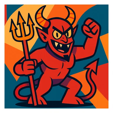 demon, vibrant cartoon style sticker