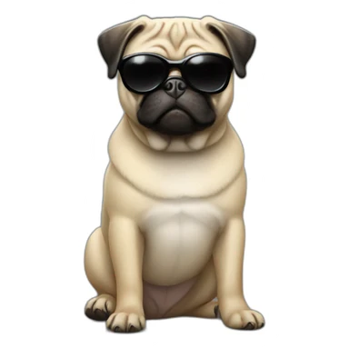 pug with black sunglasses sticker