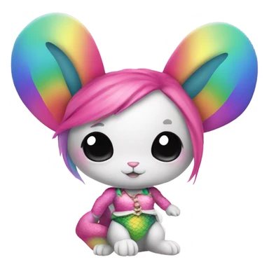 Rainbow mermaid bunny pink pirate sticker