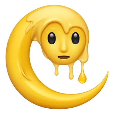 Melting waning crescent moon without any face and should in yellow colour remove the circle thing in bw sticker