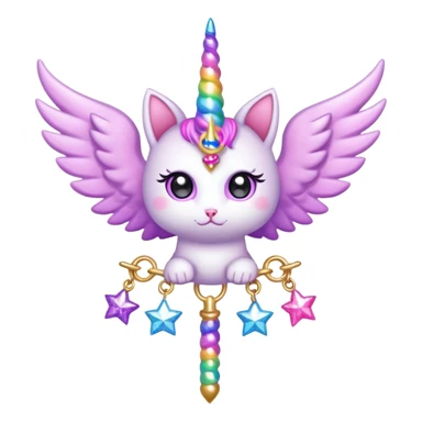Kawaii decora cutecore starlight staff with wings and cute unicorn cat charms sticker