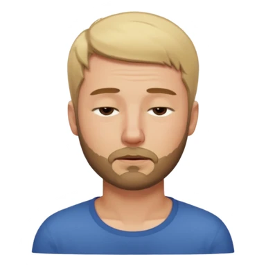 A man with short blond hair hair and a short brown  beard making a weary face with eyes closed sticker
