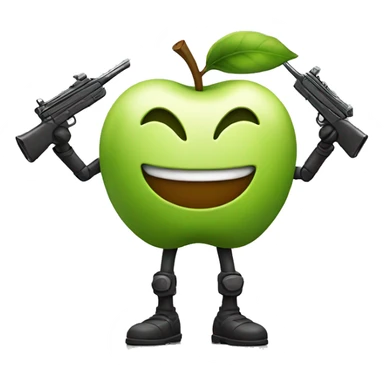 An apple with small arms and legs is smiling happily sticker