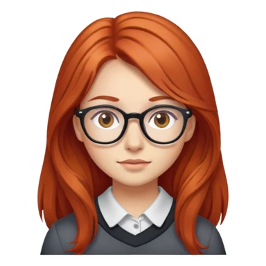 Chica pelirroja con el pelo largo de ojos marrones con gafas sticker