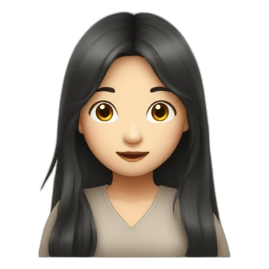 Asian girl with long hair saying hi sticker