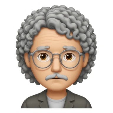 Sad male Writer with curly gray hair and glasses sticker