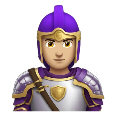 byzantine soldier with white skin and purple armor facing forward sticker