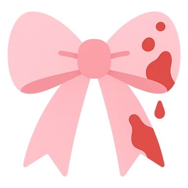pink ribbon bow with blood stains sticker