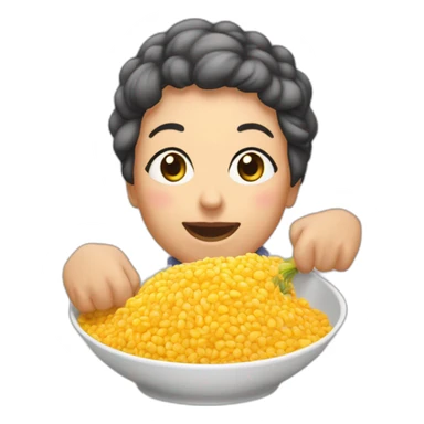 Une mamie qui mange du riz sticker