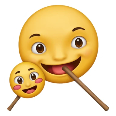 A round face emoji biting another emoji in the head with a stick  sticker