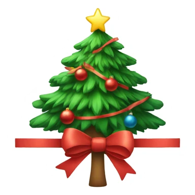 christmas tree with a bow sticker