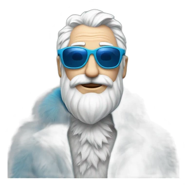 cool Father Frost in sunglasses glasses in a blue fur coat sticker