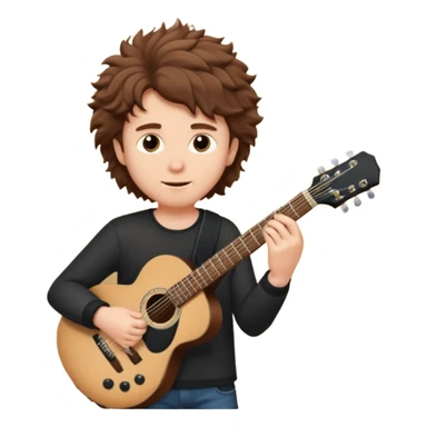 white Guy with brown fluffy hair playing a black guitar sticker
