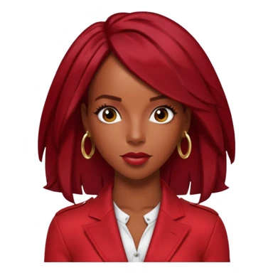 Kelly Rowland from Destiny's Child with dark red hair, red outfit sticker