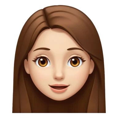 girl with long brown straight hair and brown eyes, winking sticker
