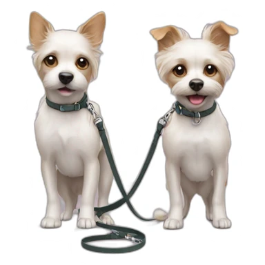 2 small dogs on leashes sticker