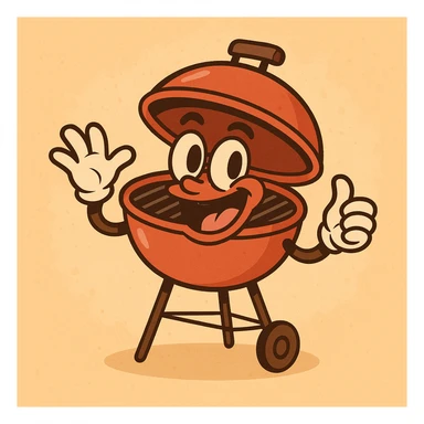 a cartoon style grill, colorful and playful sticker