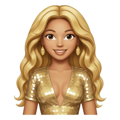 Beyonce from Destiny's Child with long golden blonde hair, cream sequin outfit sticker