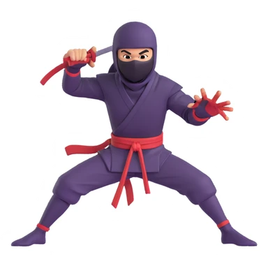 happy ninja, dynamic pose, playful sticker