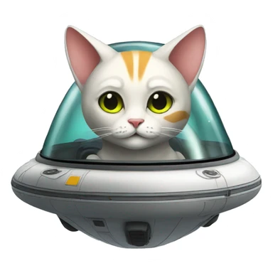 funny hovercat on alien ship sticker