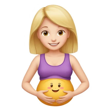 Girl with inflating belly sticker
