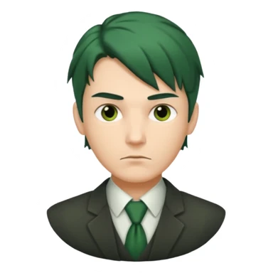 Man with Green Ponytail – dark-green tied hair, calm serious face. sticker