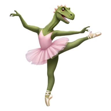 dinosaur doing ballet in pointe shoes sticker