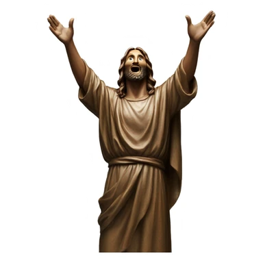 christ reaching up to sky with one hand, flying bronze sticker