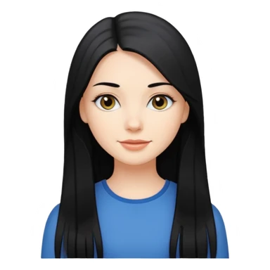 Chica bonita blanca de cabello largo liso y negro  sticker