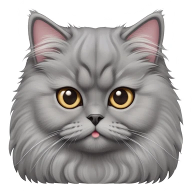 cinematic-adorable-big-eyed-fluffy-grey-persian-cat-portrait-emoji,-head-tilted-playfully-with-a-sweet-expression,-fluffy-grey-fur,-simplified-yet-irresistibly-cute-features-with-large,-expr sticker