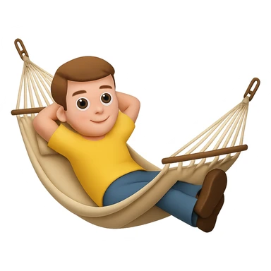 Add a person relaxing in the hammock in the style of emoji (apple style emojis). Remove the background. sticker