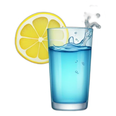 glass with water with lemon sticker
