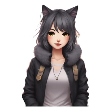 Edgy Kawaii Cute Cool Beautiful Elegant Pretty Anime Catgirl sticker