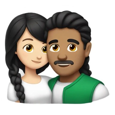 Mexican man hugging white girl with black hair sticker