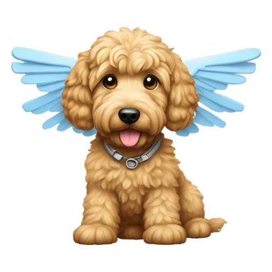 Golden doodle with airplane wings sticker