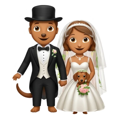Dachshund bride and groom  sticker