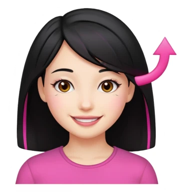 girl with black hair and pink streak by ear sticker