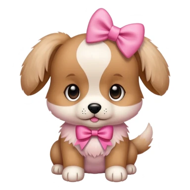 small puppy with pink bow sticker