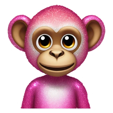 Pink ombre sparkly monkey with roses  sticker