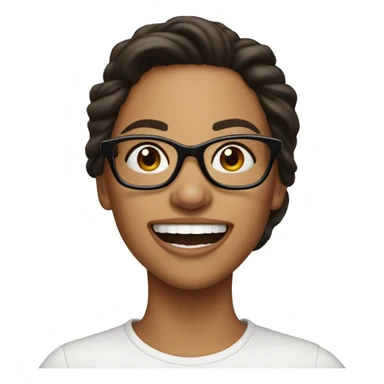 Brunette girl with glasses tongue out  sticker