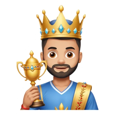 Virat Kohli with tears of joy with crown and trophy  sticker