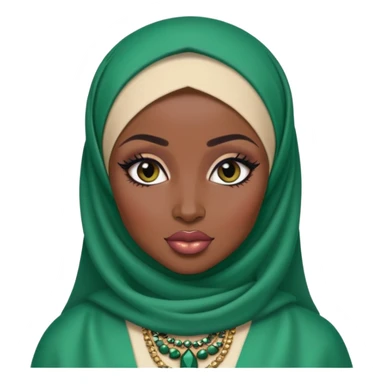 Nigerian, pretty lips, nigerian clothes, very dark skin, hijab, jewelry, pretty bratz baddie, black eyeliner sticker