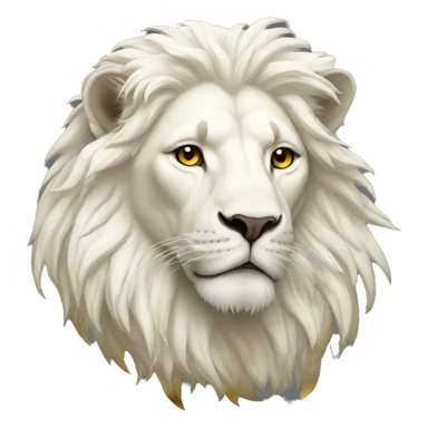 White lion with a gold crow sticker