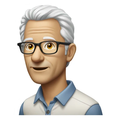 realistic portrait of a Marty with glasses and white thinning hair sticker