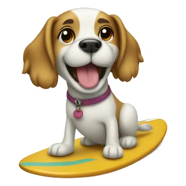 Dog on a surfboard  sticker