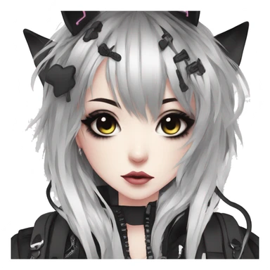 Edgy Kawaii Cute Cool Cartoon Beautiful Elegant Pretty Anime Punk Techwear Gothic Catgirl sticker